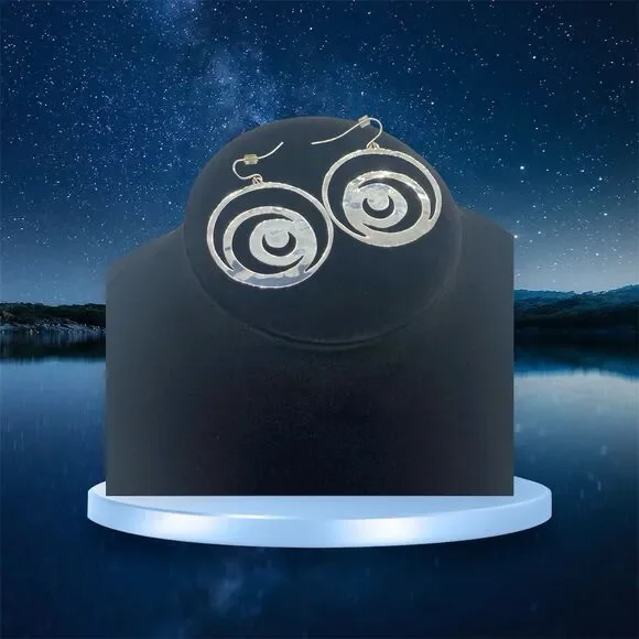 Robert Lee Morris RLM Studio Earrings 925 Silver Swirl Moon Dangle Drop Hook VTG - Picture 2 of 7